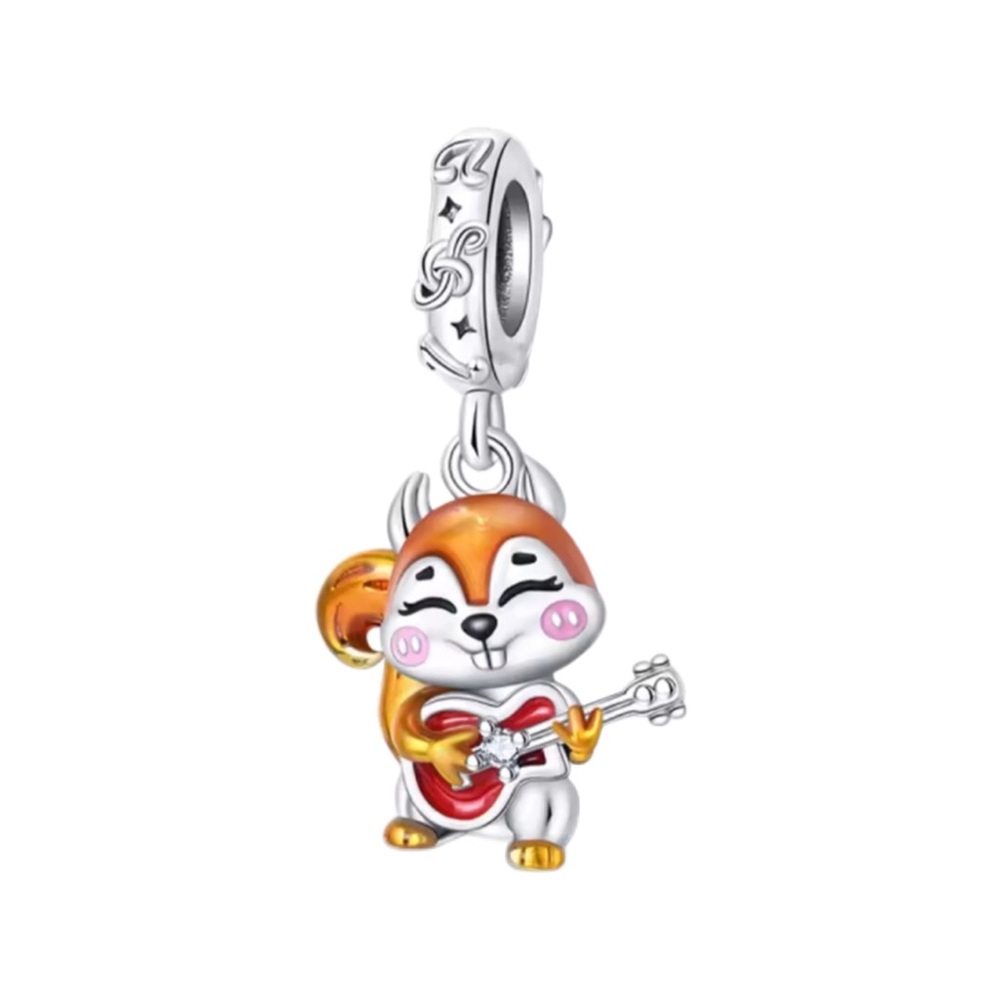 Country Festival Guitar Squirrel Charm Pandora Style